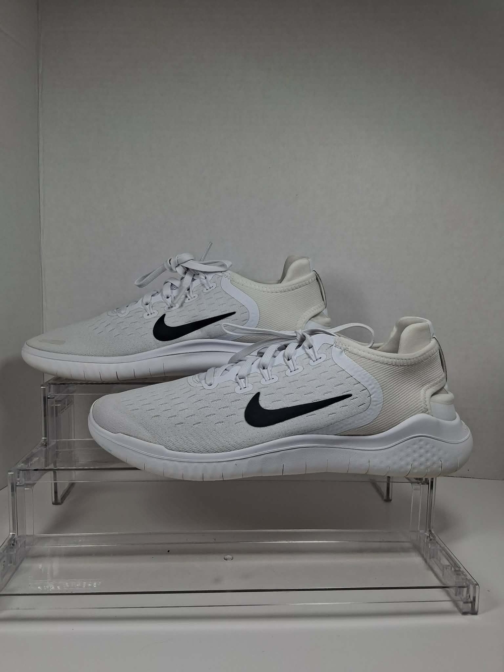 Nike Free RN Flyknit White/Black Lace Low Top Women Sneakers 942839-100 Sz: 9.5
